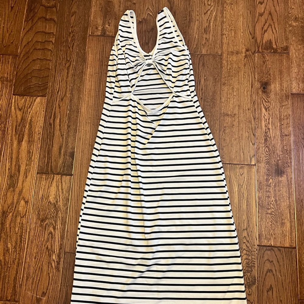 Striped Cutout Midi Dress in Black & White